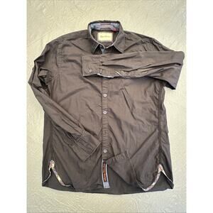 Robert Graham Shirt Mens M Tailored Fit Solid Blue Button Down Long Sleeve